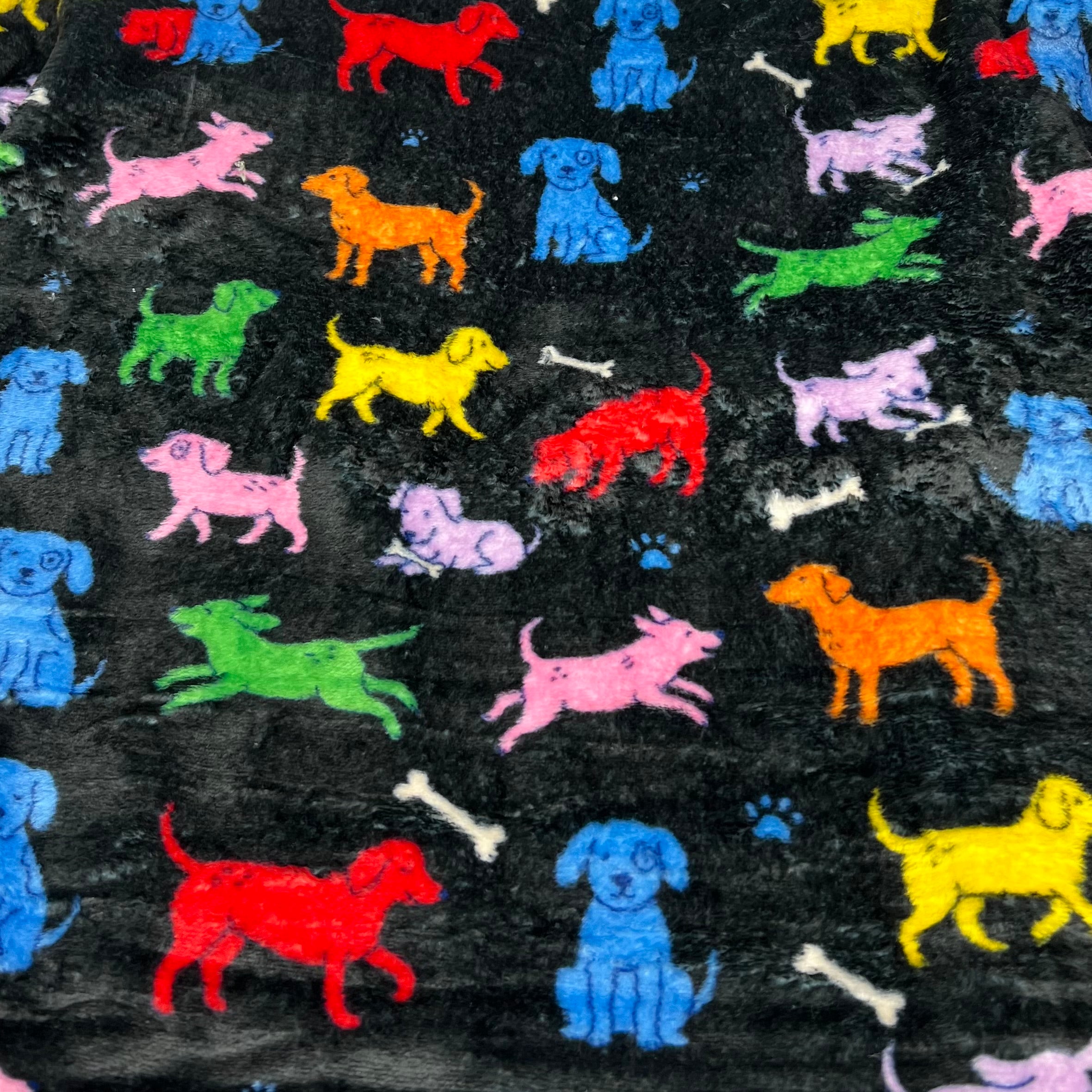 Rainbow Pups Cuddle Fleece Fabric Blanket Loungewear